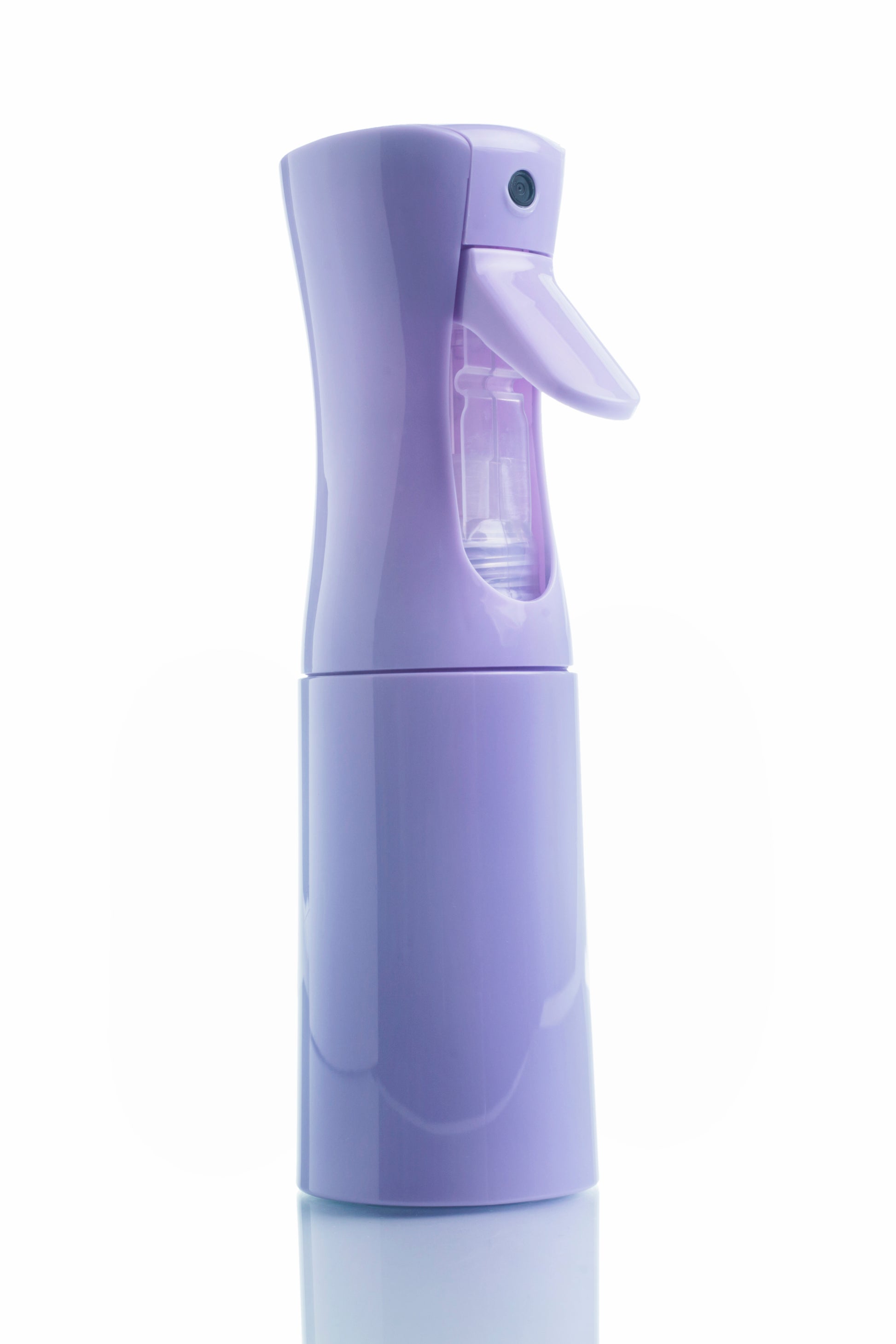 Purple spray bottle on a white background